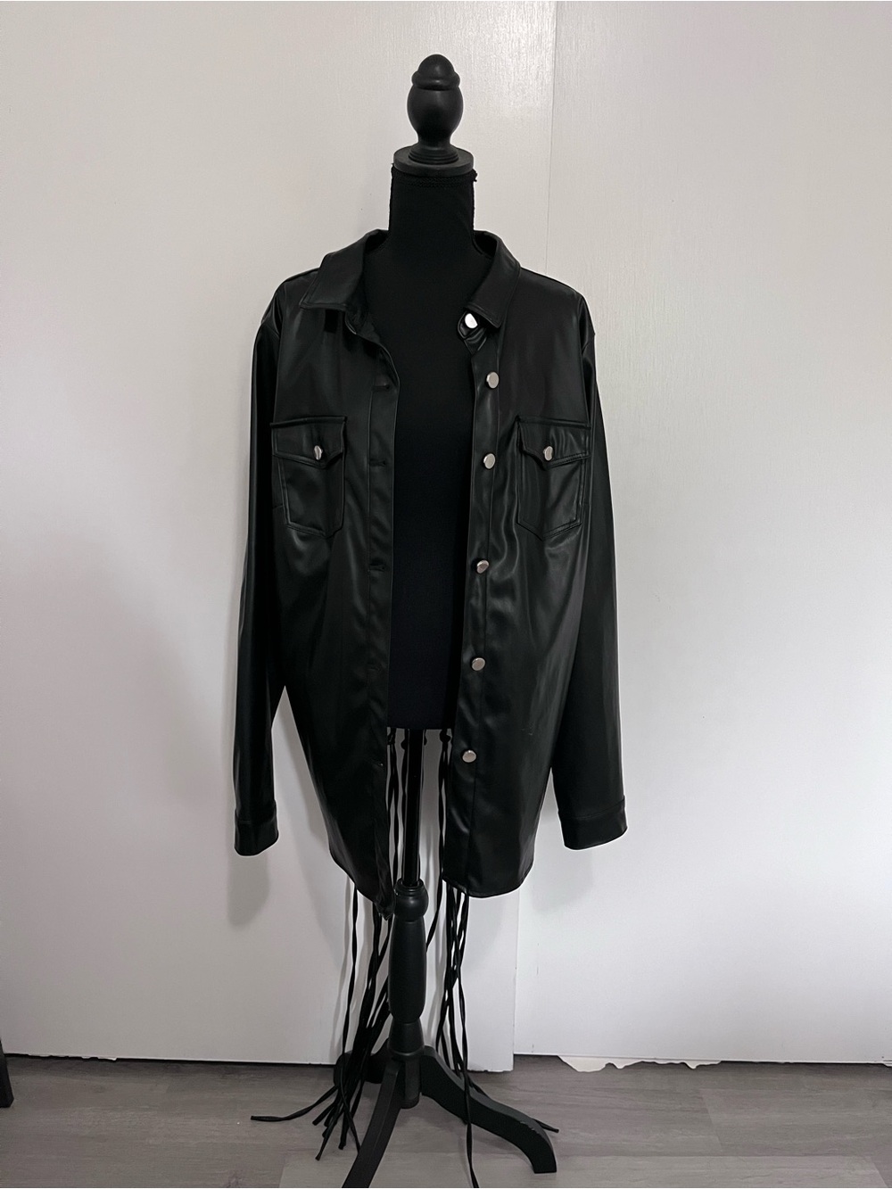 Fashion Nova PU Leather Jacket with Fringe